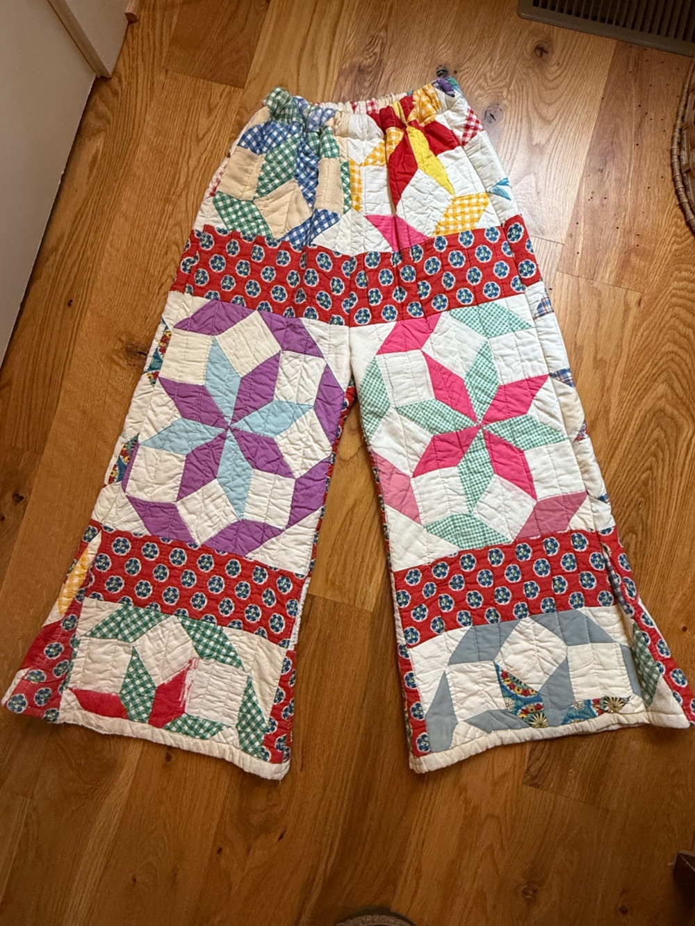 Handmade Starburst Patchwork Quilt Pants  made by jo and june